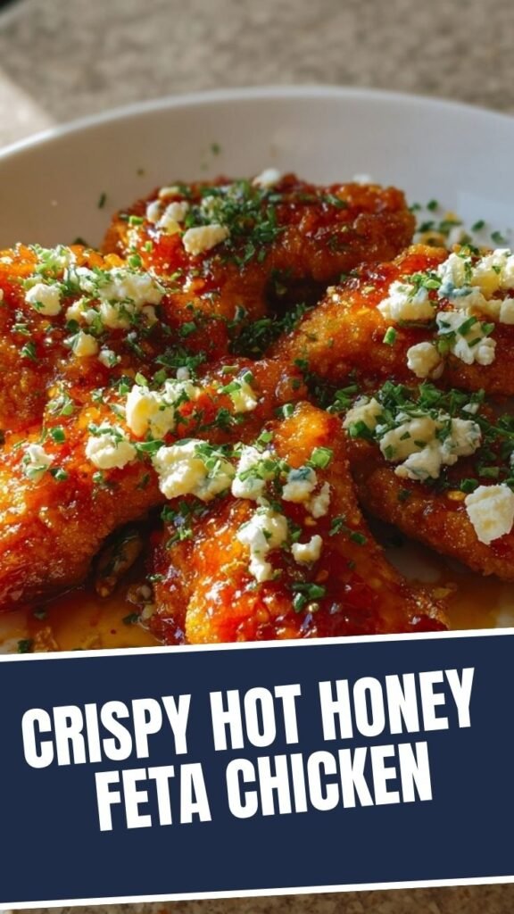 Golden crispy hot honey feta chicken with a sweet and spicy glaze