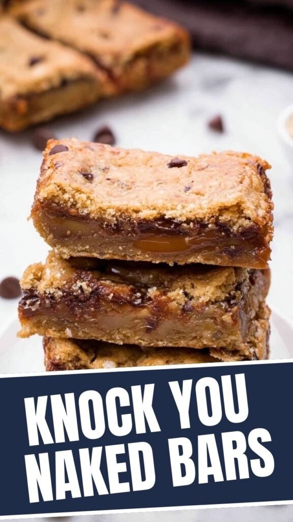 A tray of freshly baked Knock You Bars, golden brown and chewy.