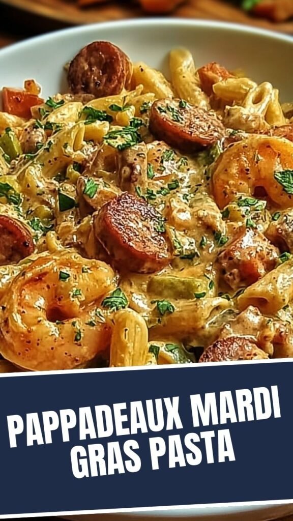 Copycat Pappadeaux Mardi Gras Pasta, rich with creamy sauce and seafood