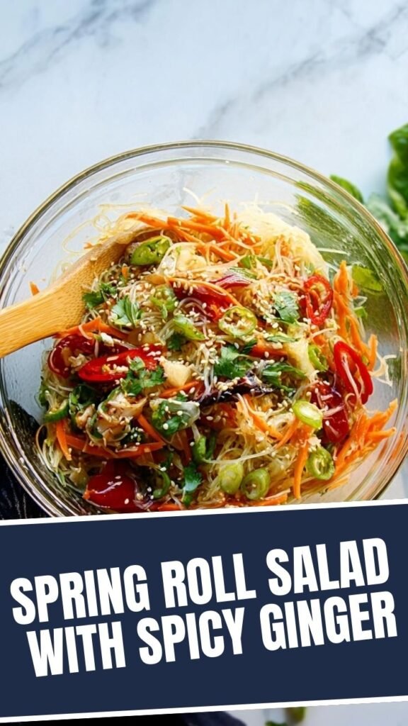 A refreshing spring roll salad with a drizzle of spicy ginger dressing