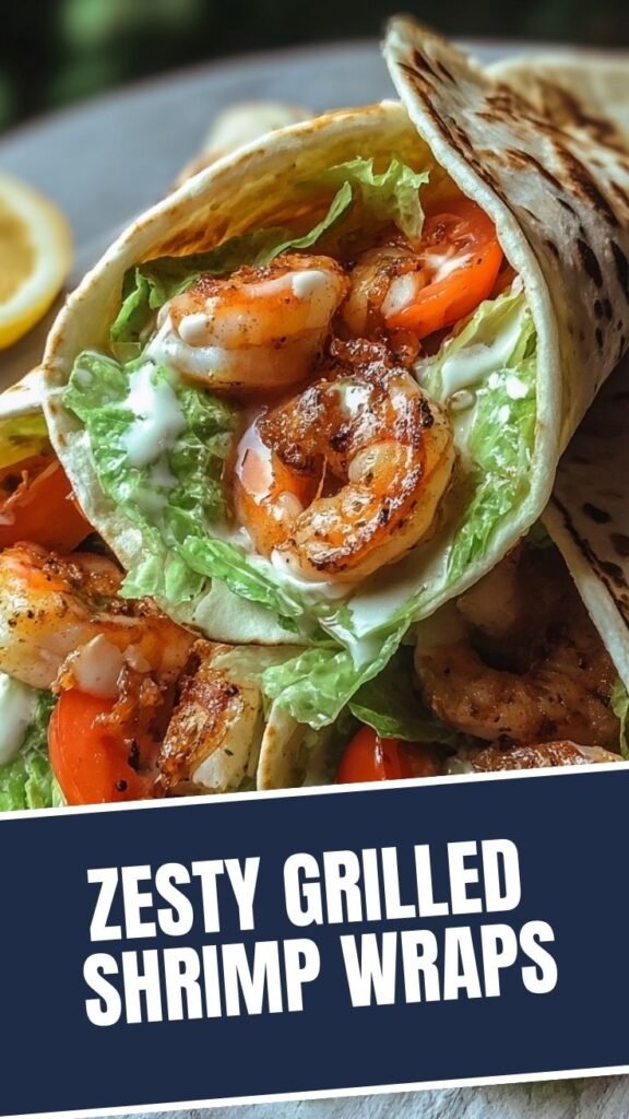 Close-up of zesty grilled shrimp wraps with fresh vegetables