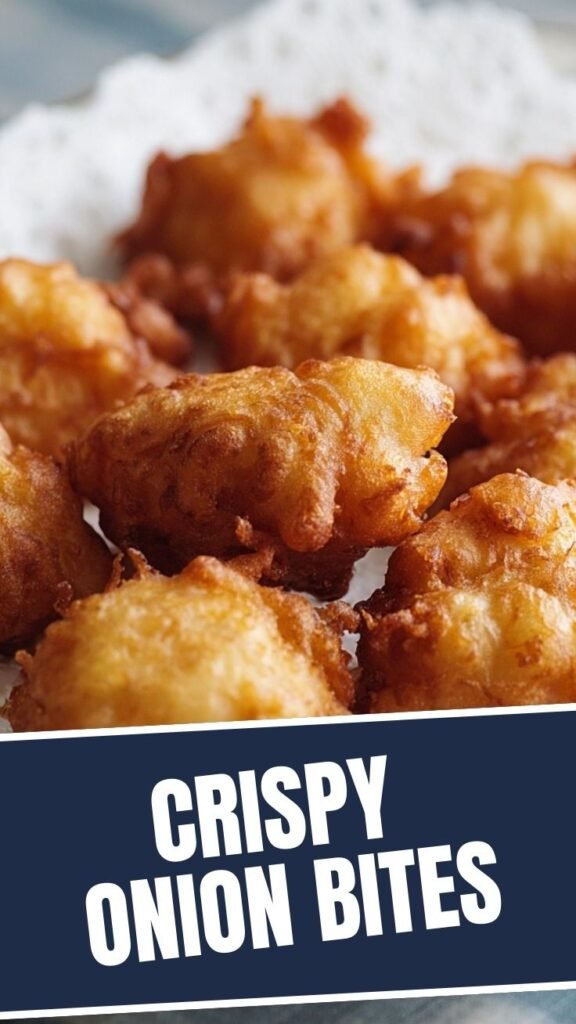 A plate of golden brown Amish onion fritters.