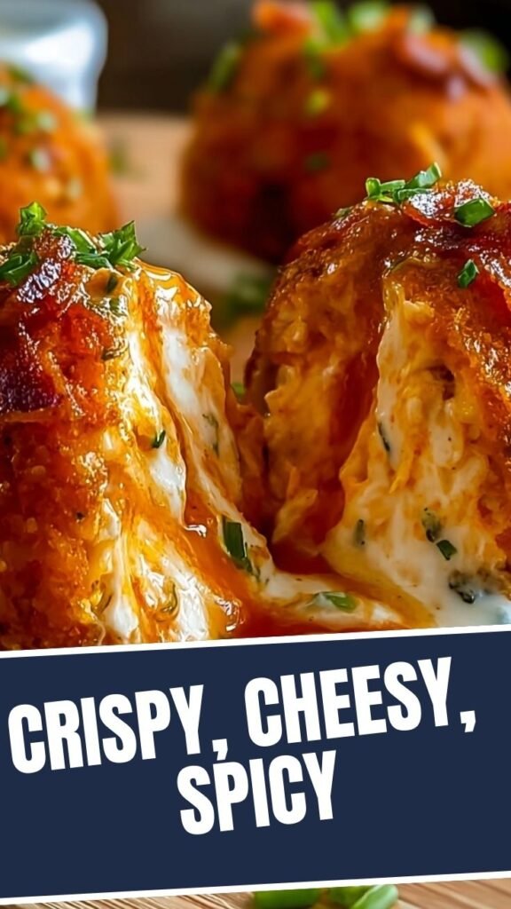 Delicious Buffalo Chicken Bombs garnished with fresh herbs and a drizzle of sauce
