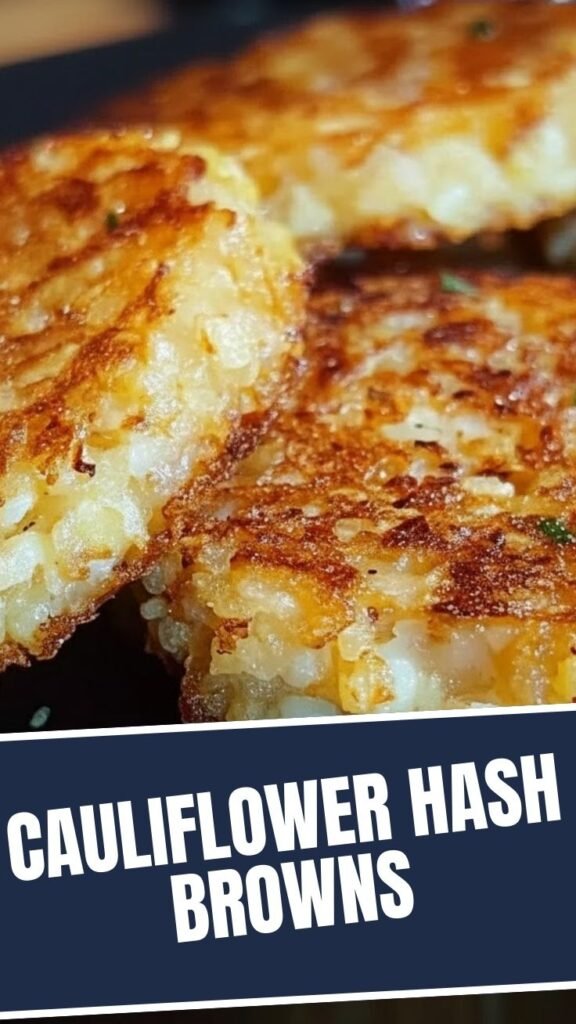 Crispy golden cauliflower hash browns, ready to serve
