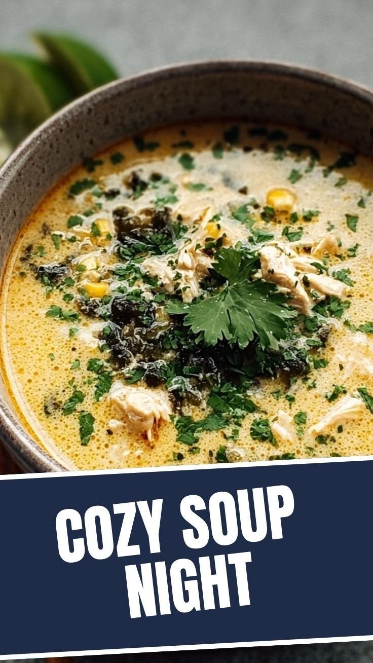 Chicken Poblano Soup with cilantro
