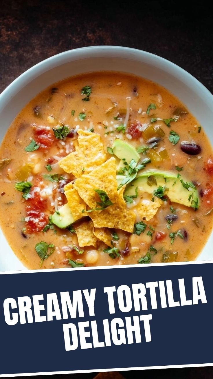 Creamy Vegetarian Tortilla Soup Bowl