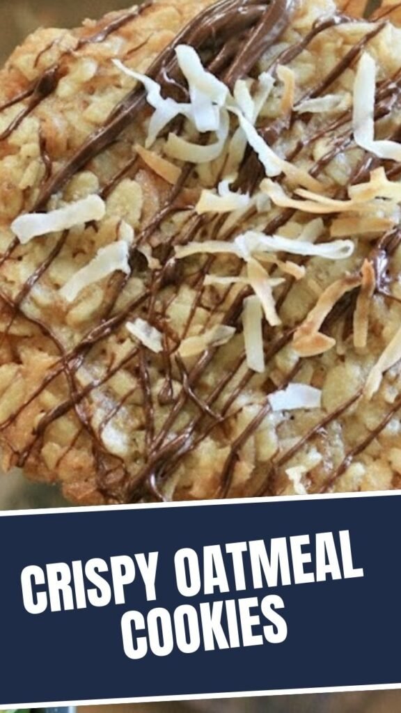 A close-up of crispy oatmeal cookies showing their texture