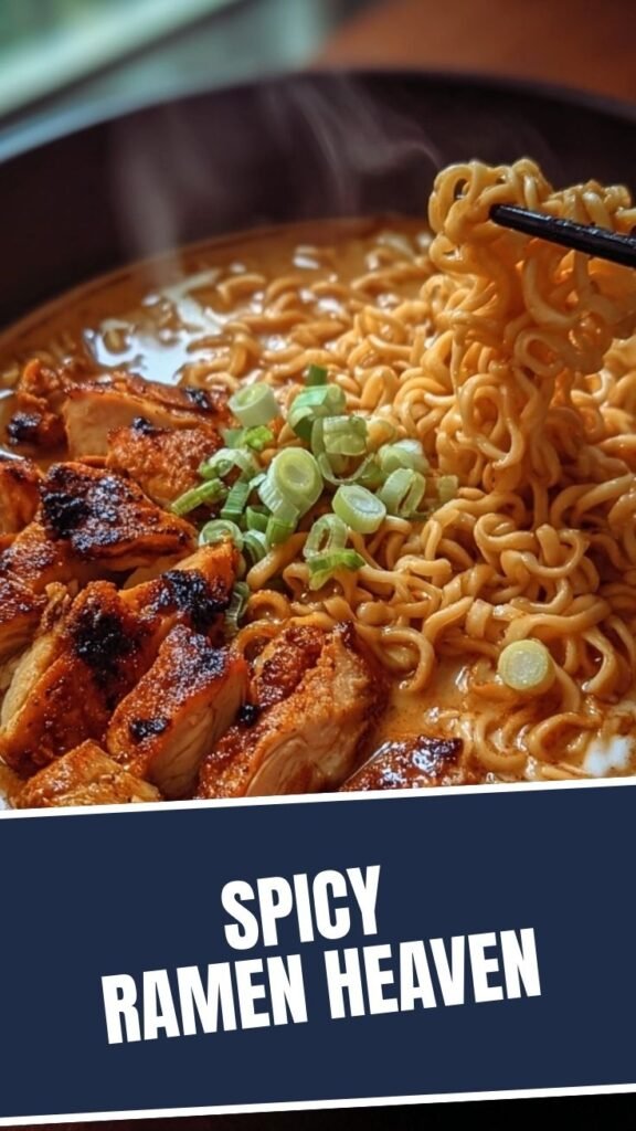 A steaming bowl of fiery chicken ramen with chili oil and fresh cilantro.