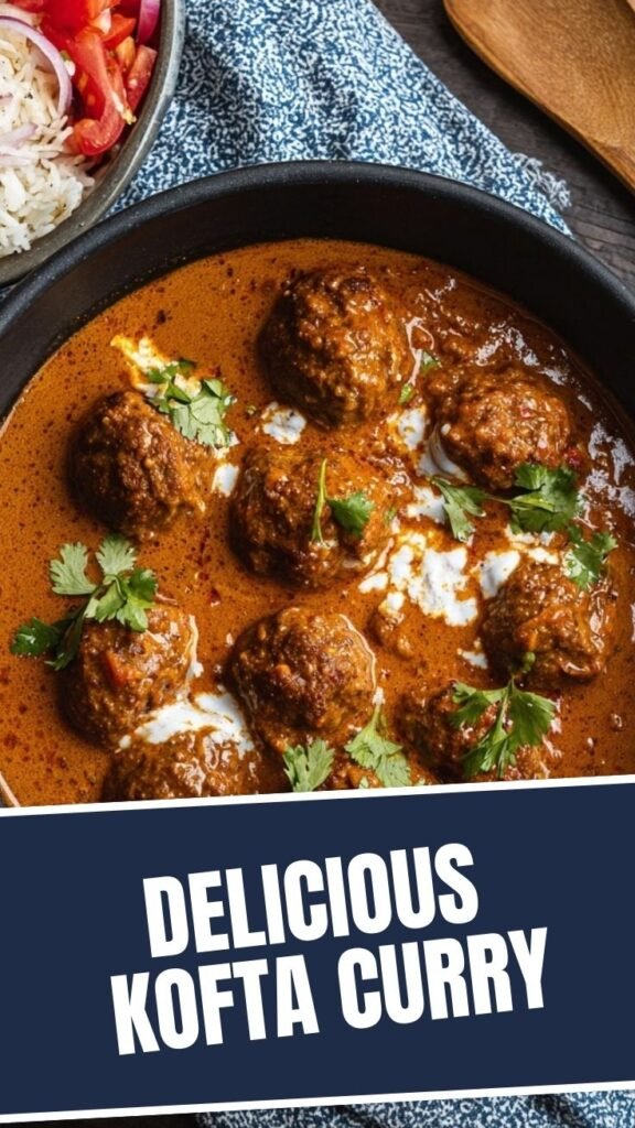 A rich and savory Lamb Kofta Curry with green herbs, served in a bowl.