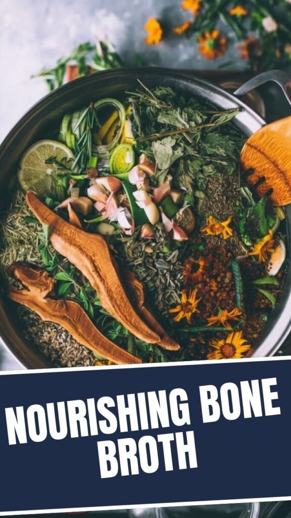 A steaming mug of nourishing bone broth, rich in nutrients.