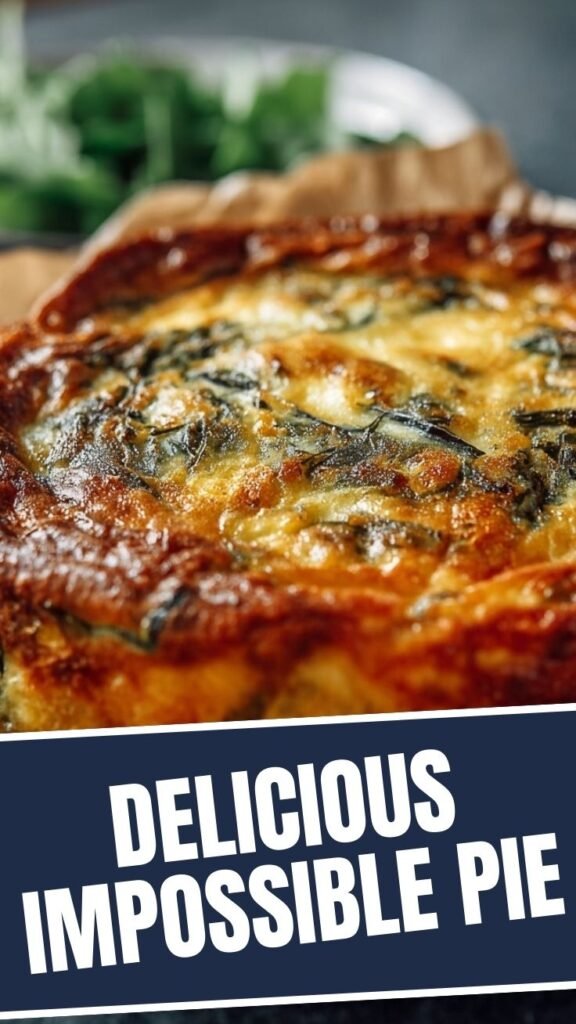 A freshly baked savoury impossible pie, golden brown with a crispy top.