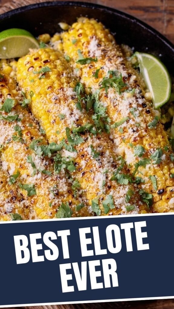 Close-up of Skillet Mexican Street Corn, richly seasoned