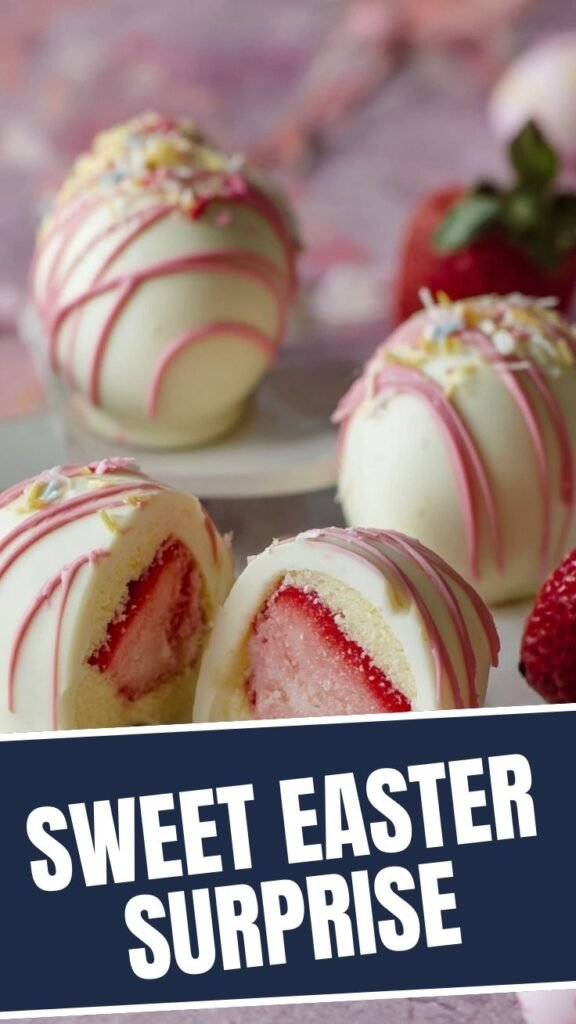 A display of meticulously crafted Strawberry Shortcake Easter Egg Bombs, showcasing their vibrant colors.