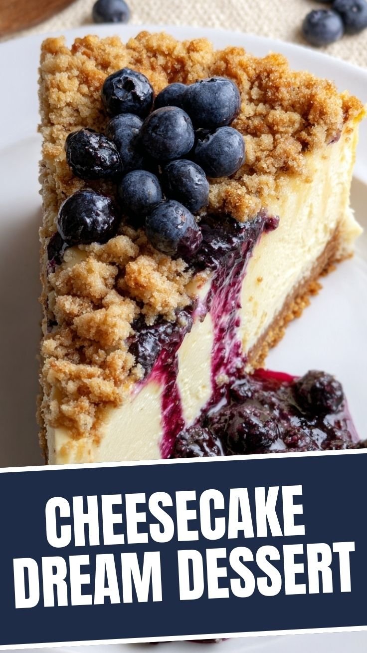 Blueberry cheesecake with crumble topping