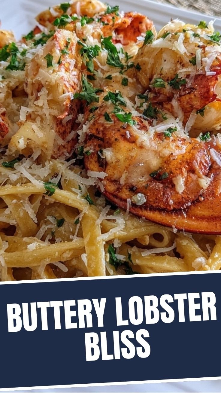 Buttered lobster pasta closeup
