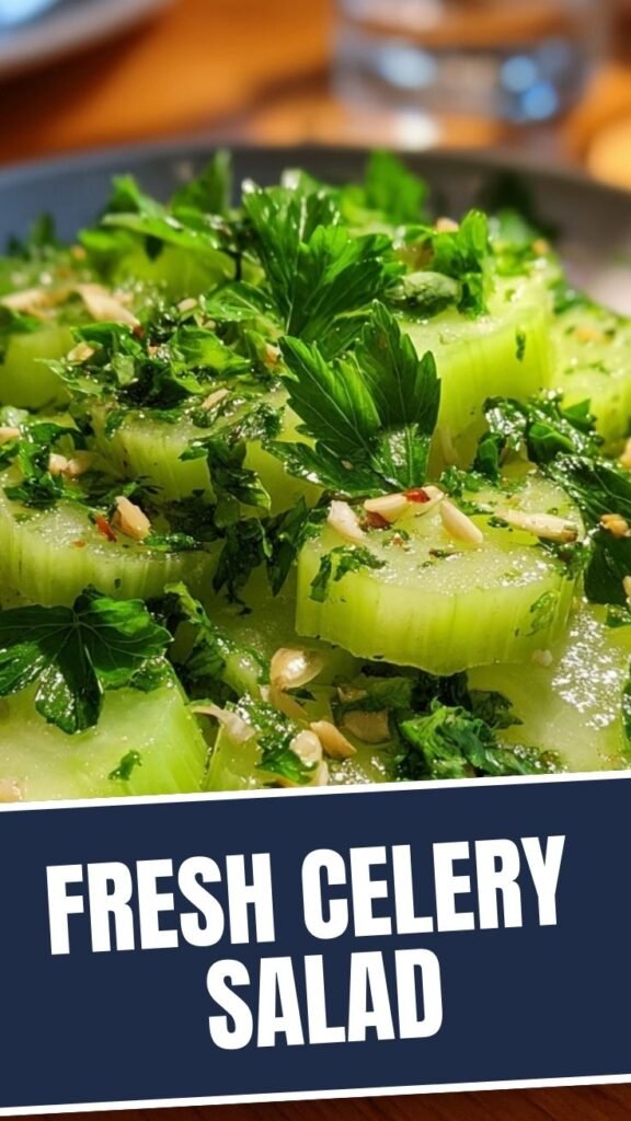 A refreshing celery salad with vibrant green stalks and fresh herbs.