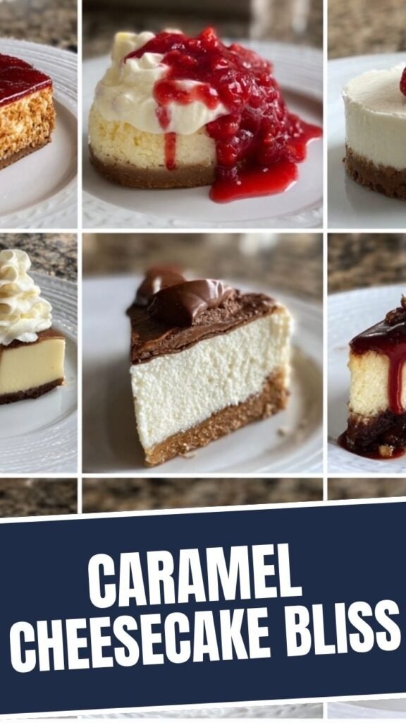 A vibrant display of various cheesecakes for every taste, showcasing different toppings and crusts.