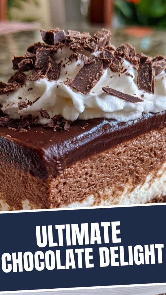 A decadent Chocolate Delight dessert, layered and rich.