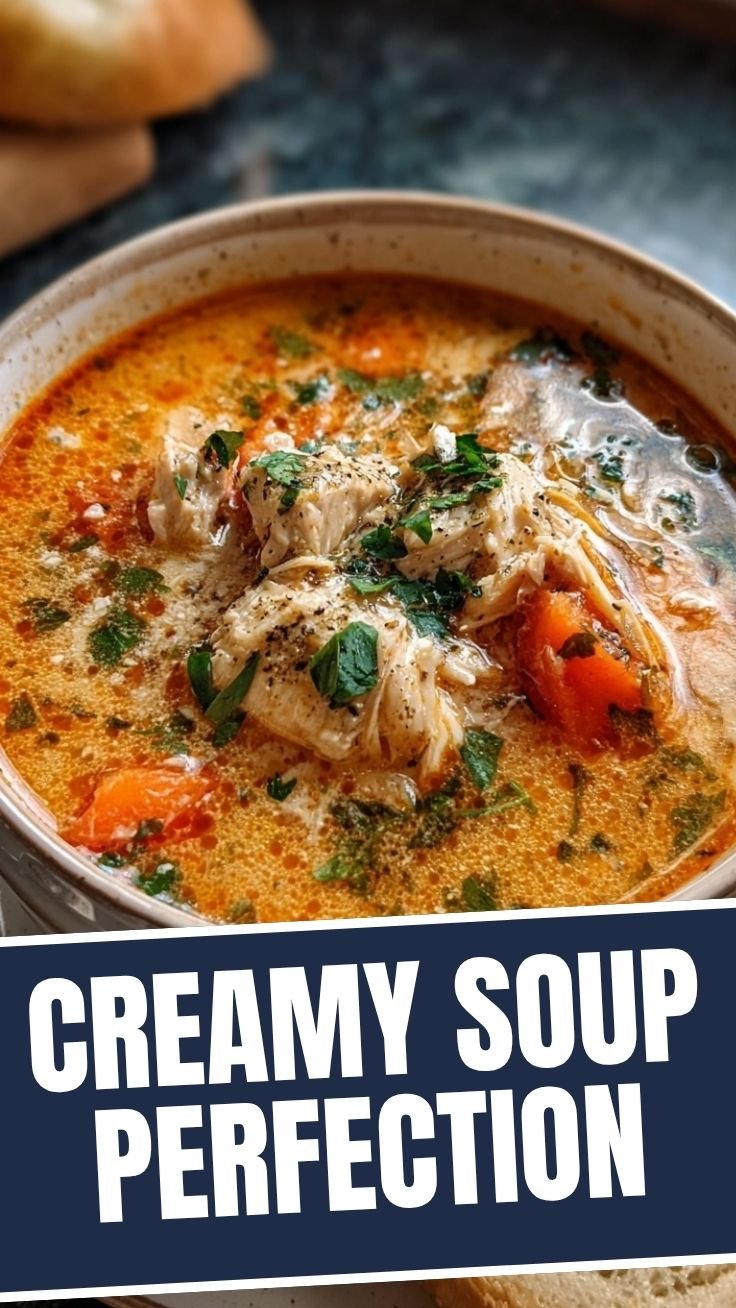 Crock pot chicken soup in bowl