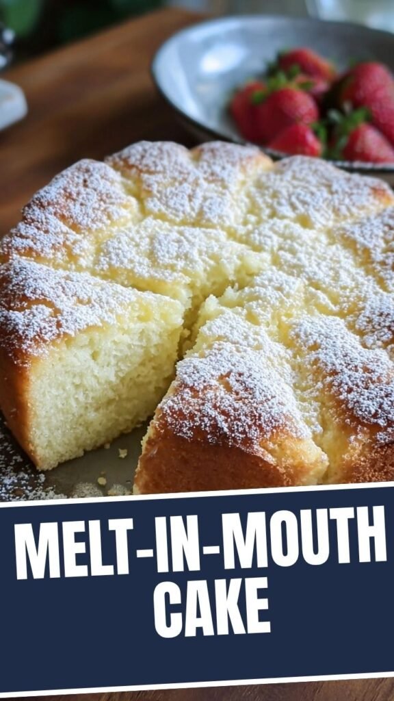 A freshly baked French butter cake with a golden crust