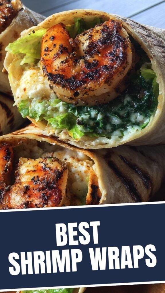 Delicious grilled shrimp caesar wraps, fresh and ready to eat