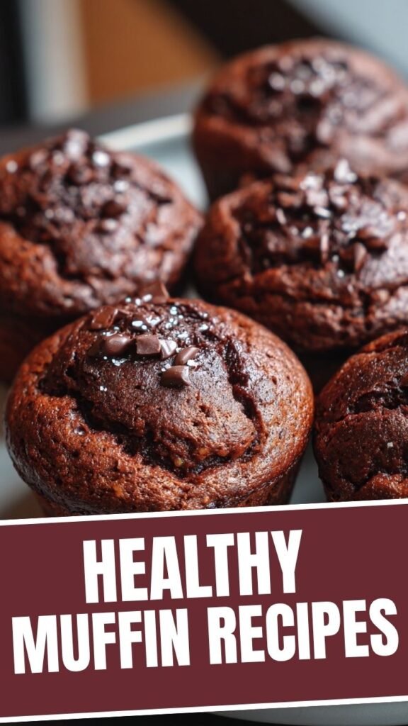 A display of various healthy muffin recipes, perhaps blueberry or banana nut.