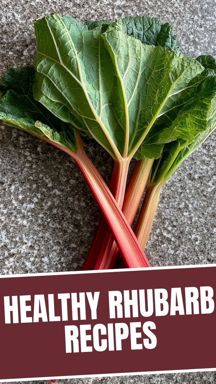 Healthy rhubarb recipe ingredients laid out