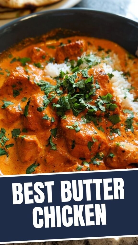 A serving of Indian butter chicken in a traditional bowl.