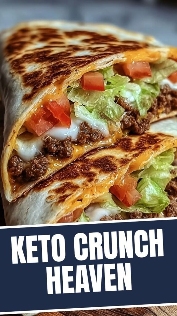 View of a delicious keto crunchwrap with a golden-brown tortilla