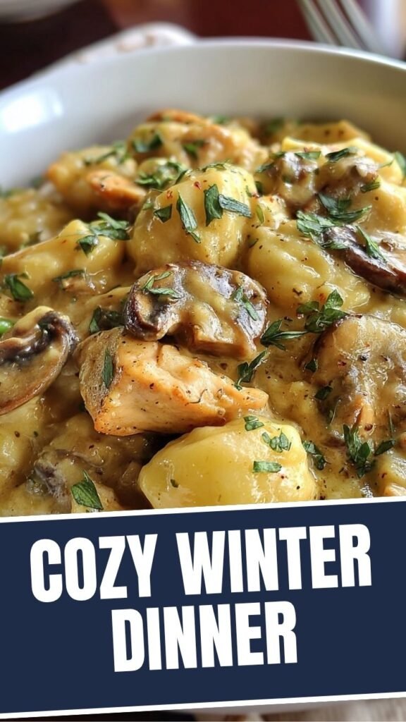 A hearty one pot gnocchi chicken dish with vegetables and sauce