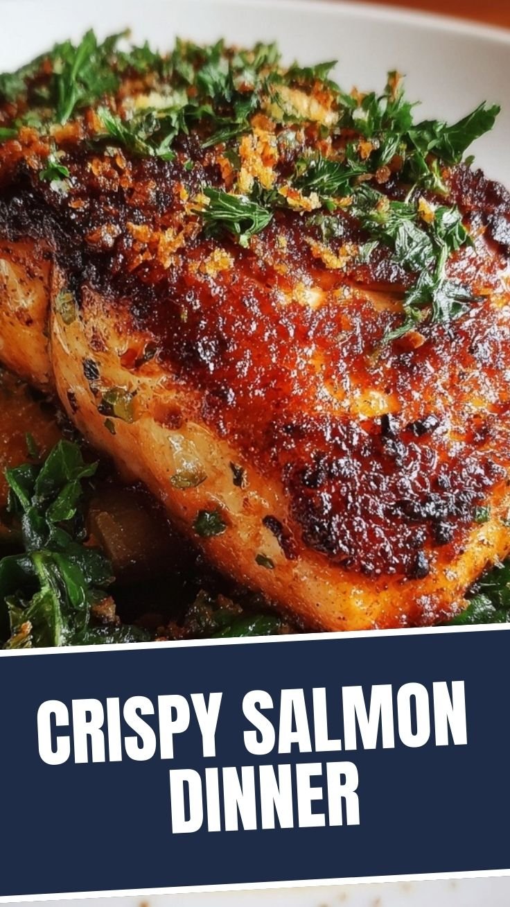 Parmesan crusted salmon with golden crust