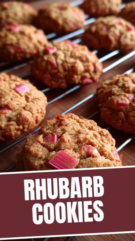 A plate of freshly baked rhubarb cookies with a delicate pink hue.