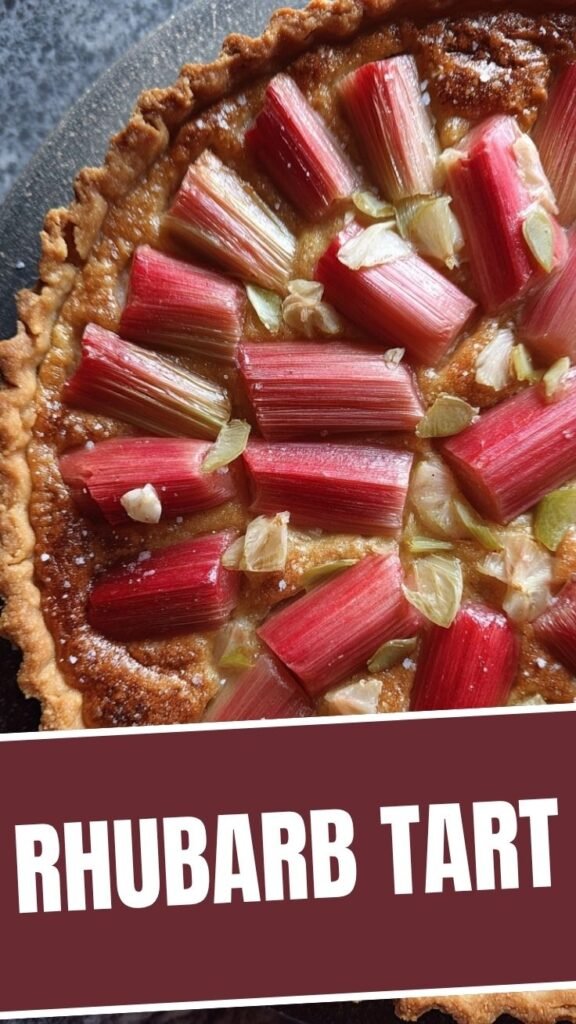 A delicious rhubarb tart with a flaky crust.