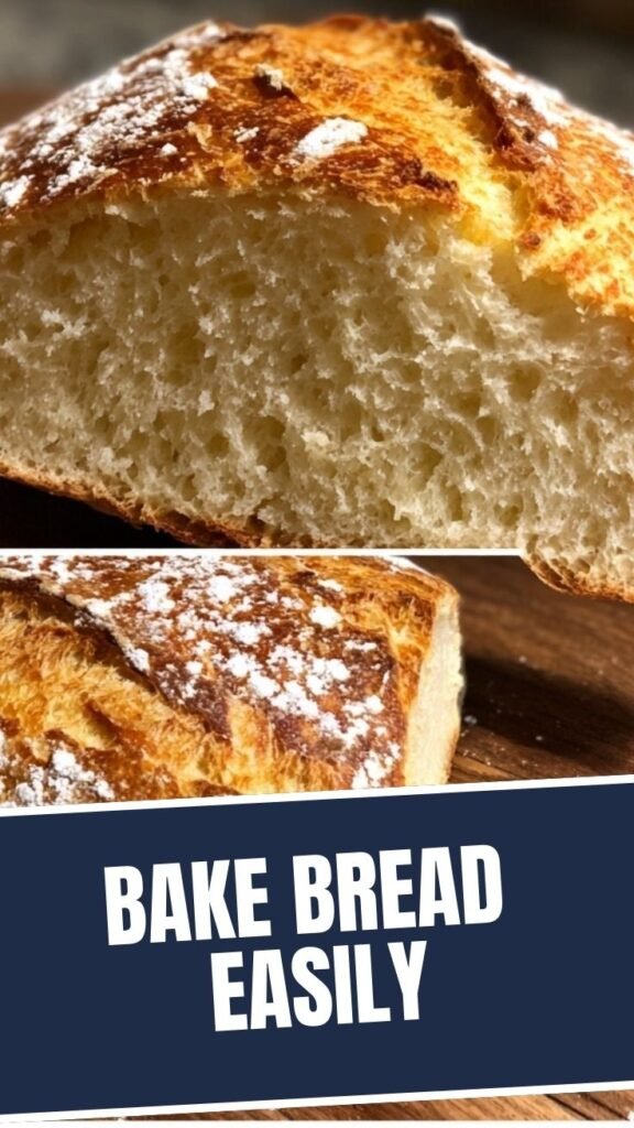 A freshly baked rustic crockpot bread with a golden-brown crust