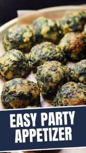 A serving of savory spinach balls presented on a white plate.