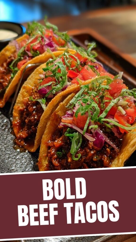 Delicious beef tacos with fresh fillings on a vibrant background