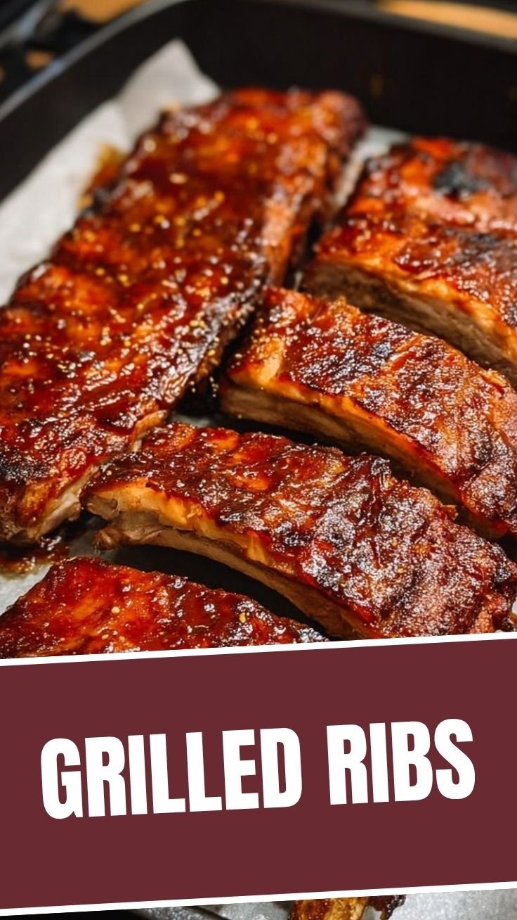 Grilled ribs with smoke rising