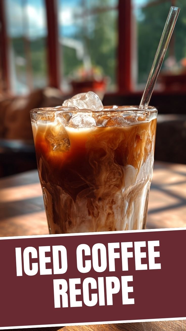 A tall glass of iced coffee with ice cubes and a straw.