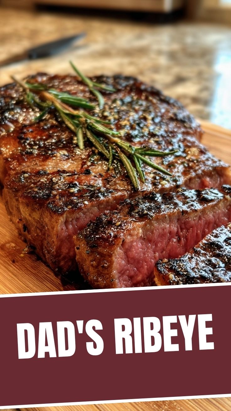 A perfectly grilled ribeye steak, seared to perfection for Father's Day.