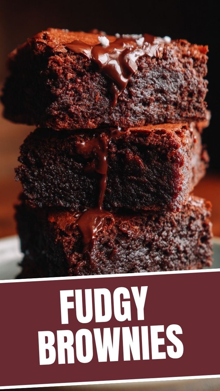 A close-up of delicious fudgy brownies with crinkly tops