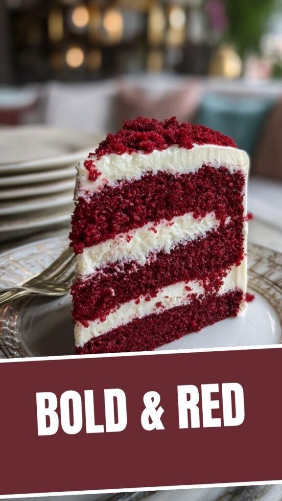 A stunning Juneteenth red velvet cake with cream cheese frosting.