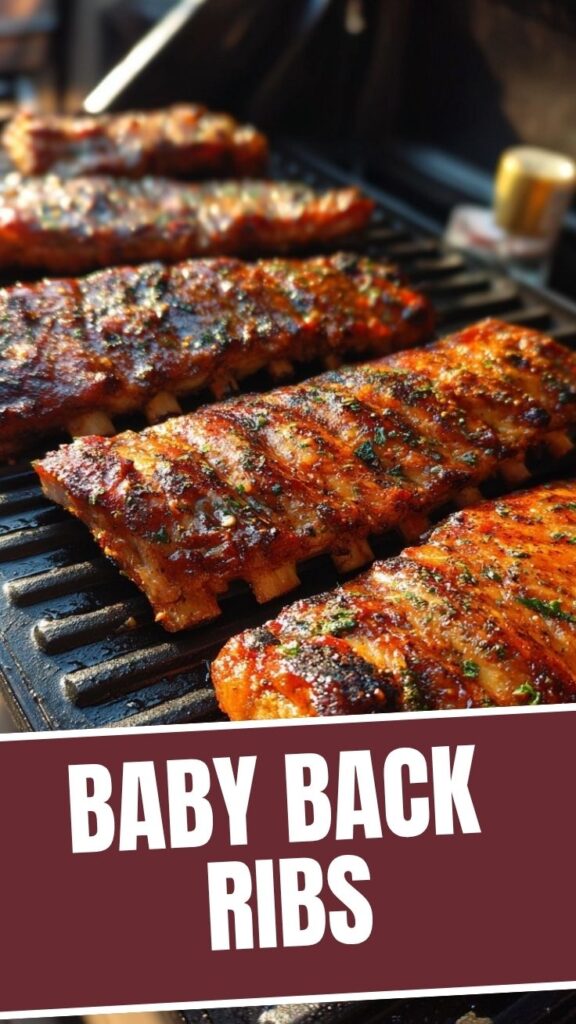 Expertly cooked baby back ribs with a glistening glaze.