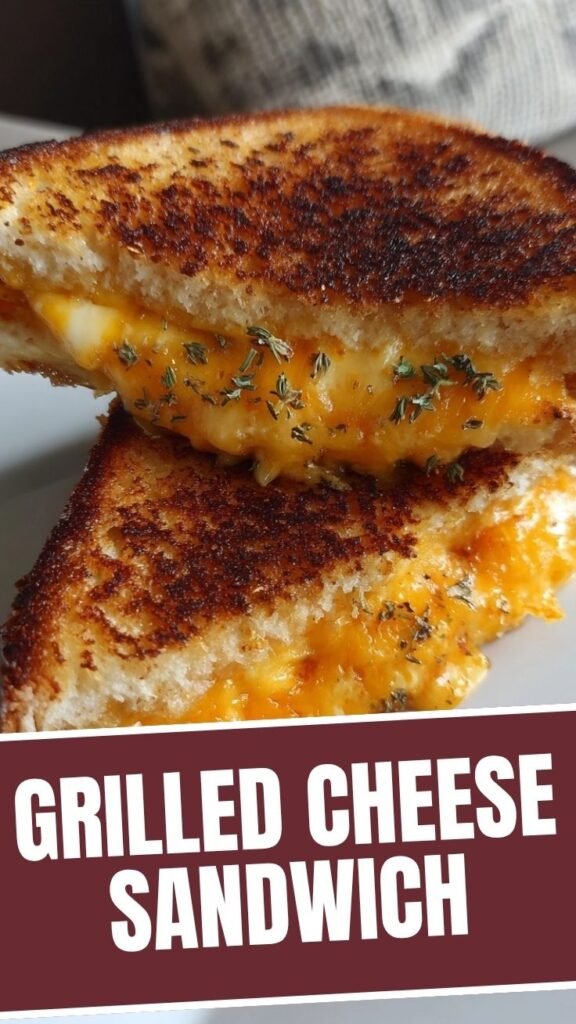 A perfectly toasted grilled cheese sandwich, golden brown on a plate.