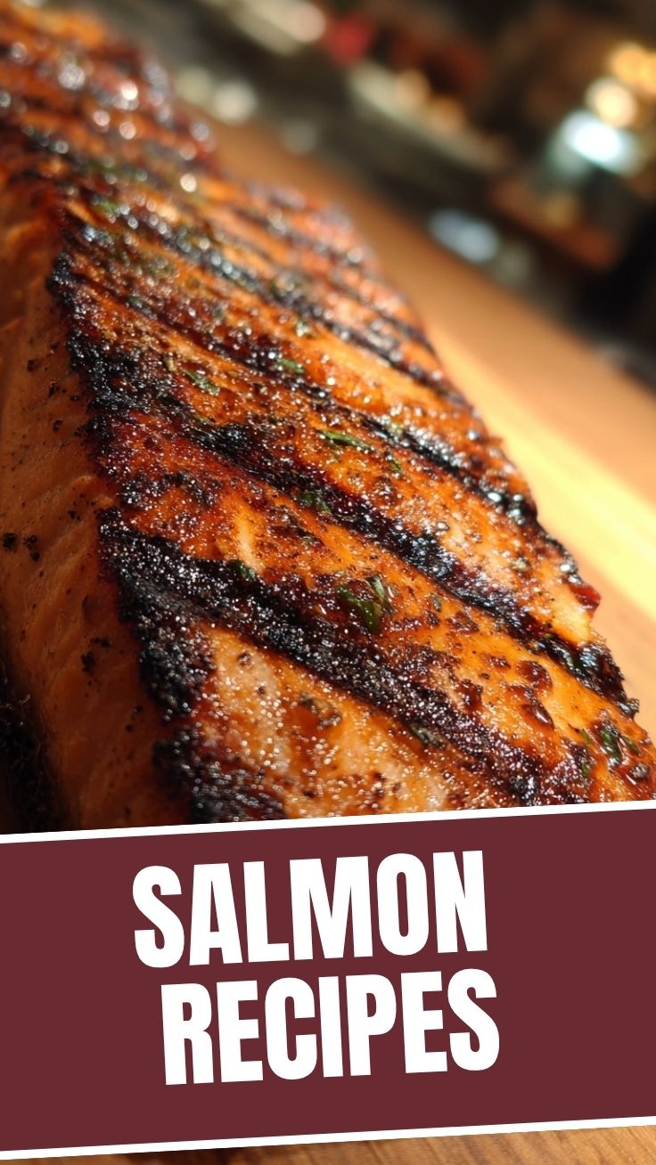 A perfectly cooked grilled salmon fillet, flaky and tender.