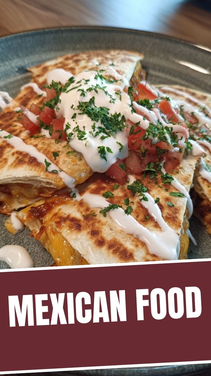 Golden-brown quesadillas with melted cheese and fillings
