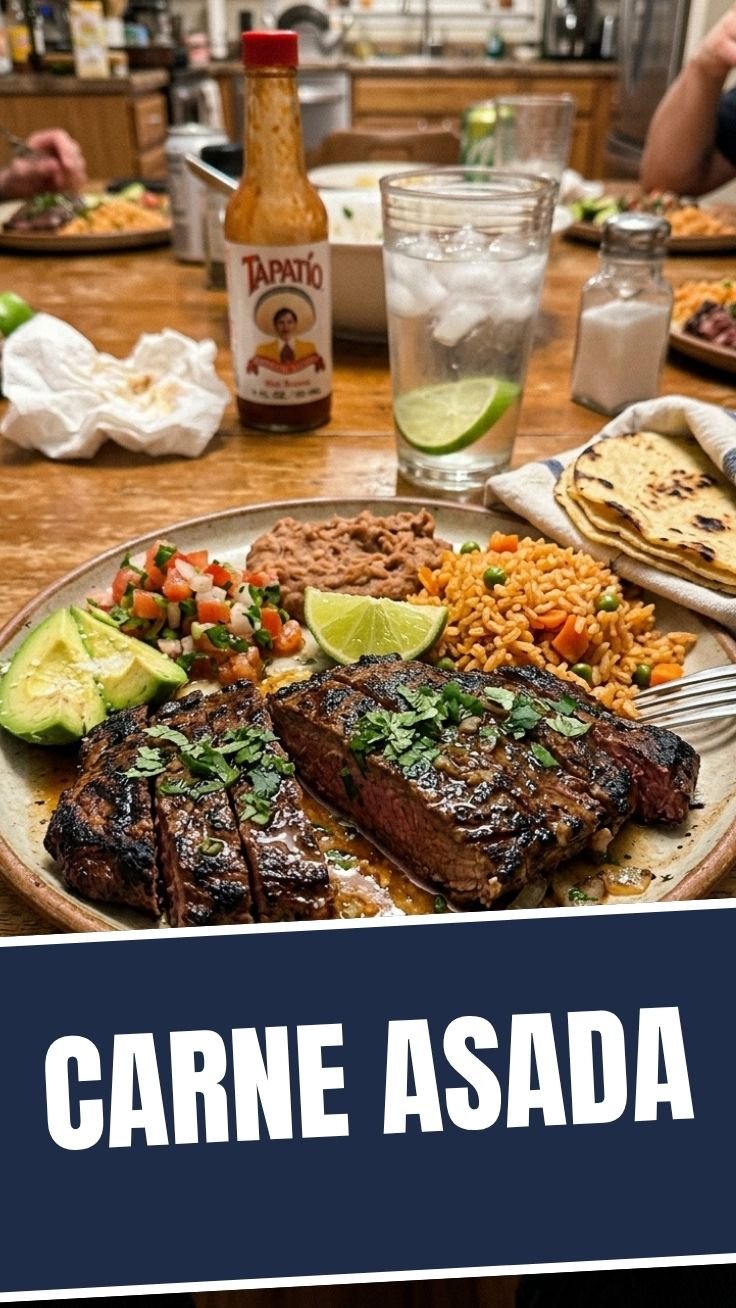 Perfectly seared Carne Asada with char marks