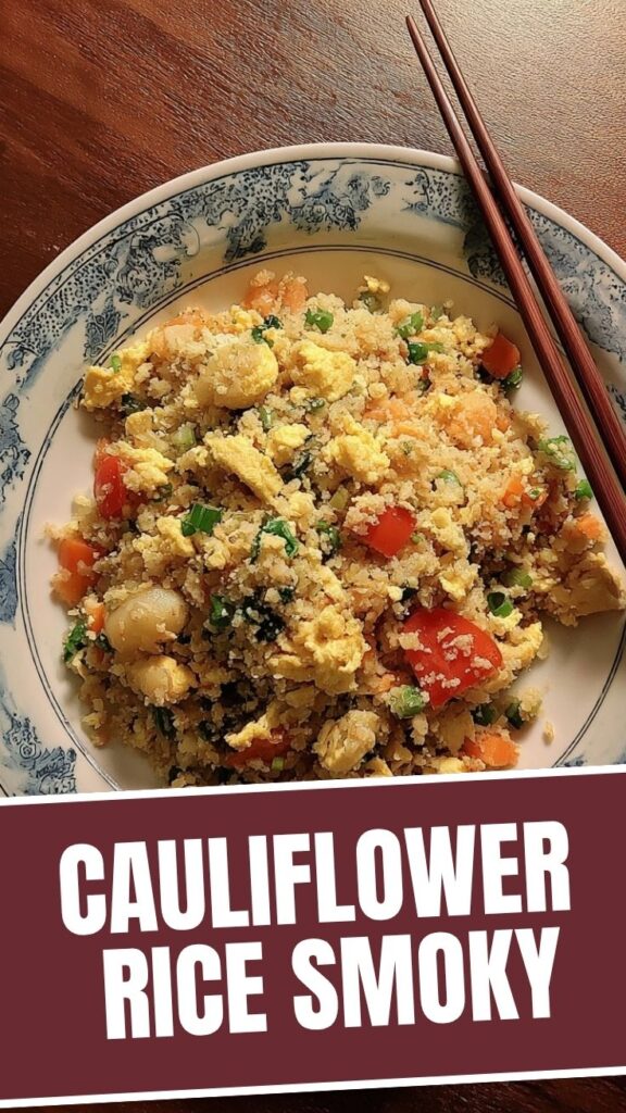 A bowl of delicious cauliflower fried rice with vegetables