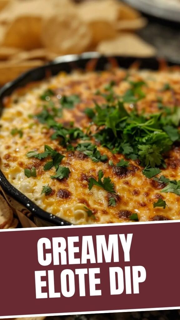 A delicious creamy corn dip, also known as elote dip, served in a bowl.