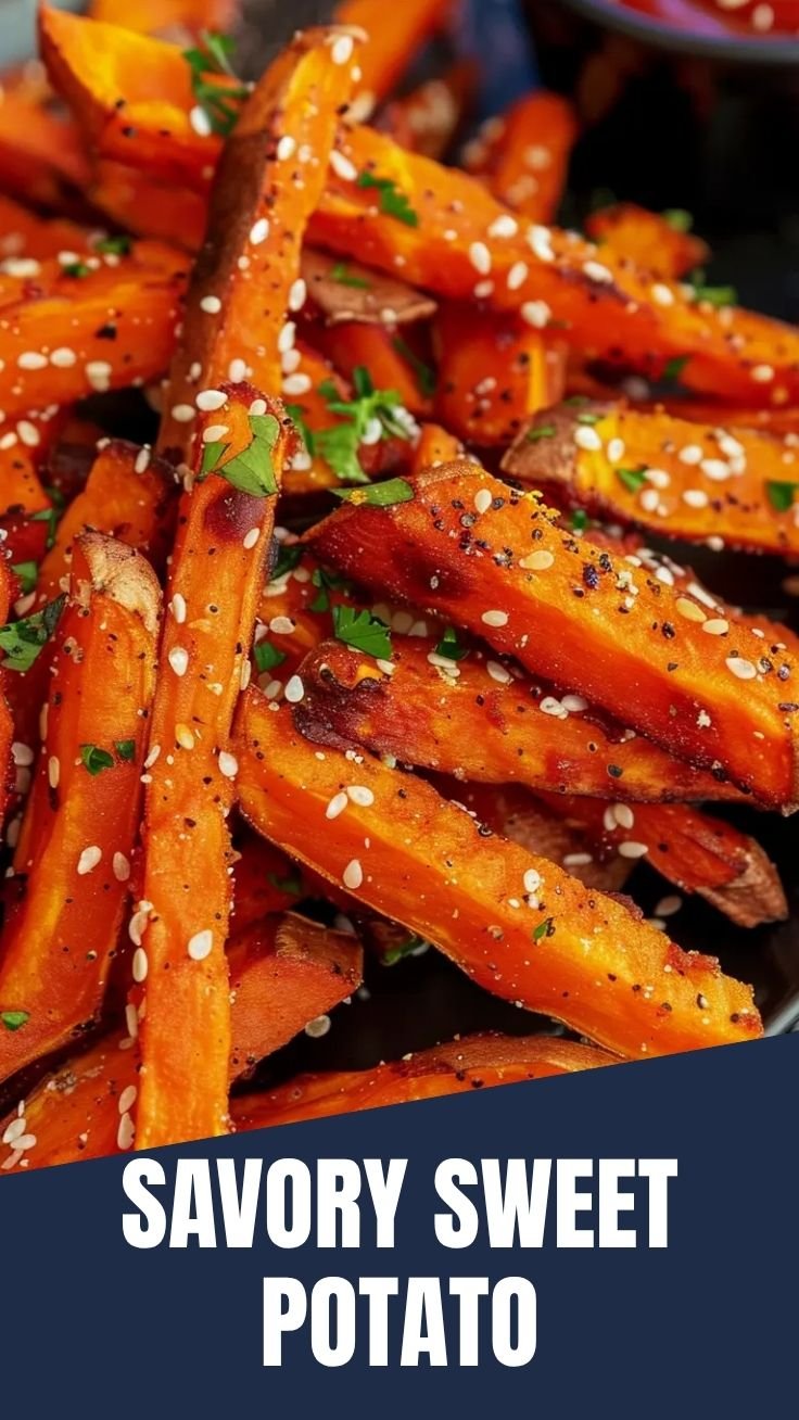 Crispy sweet potato fries on baking sheet