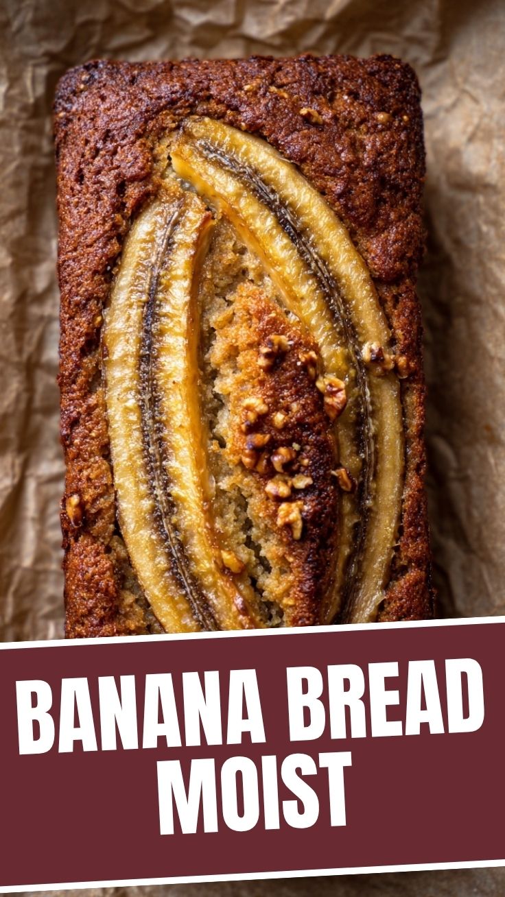 A freshly baked loaf of banana bread cooling on a wire rack.